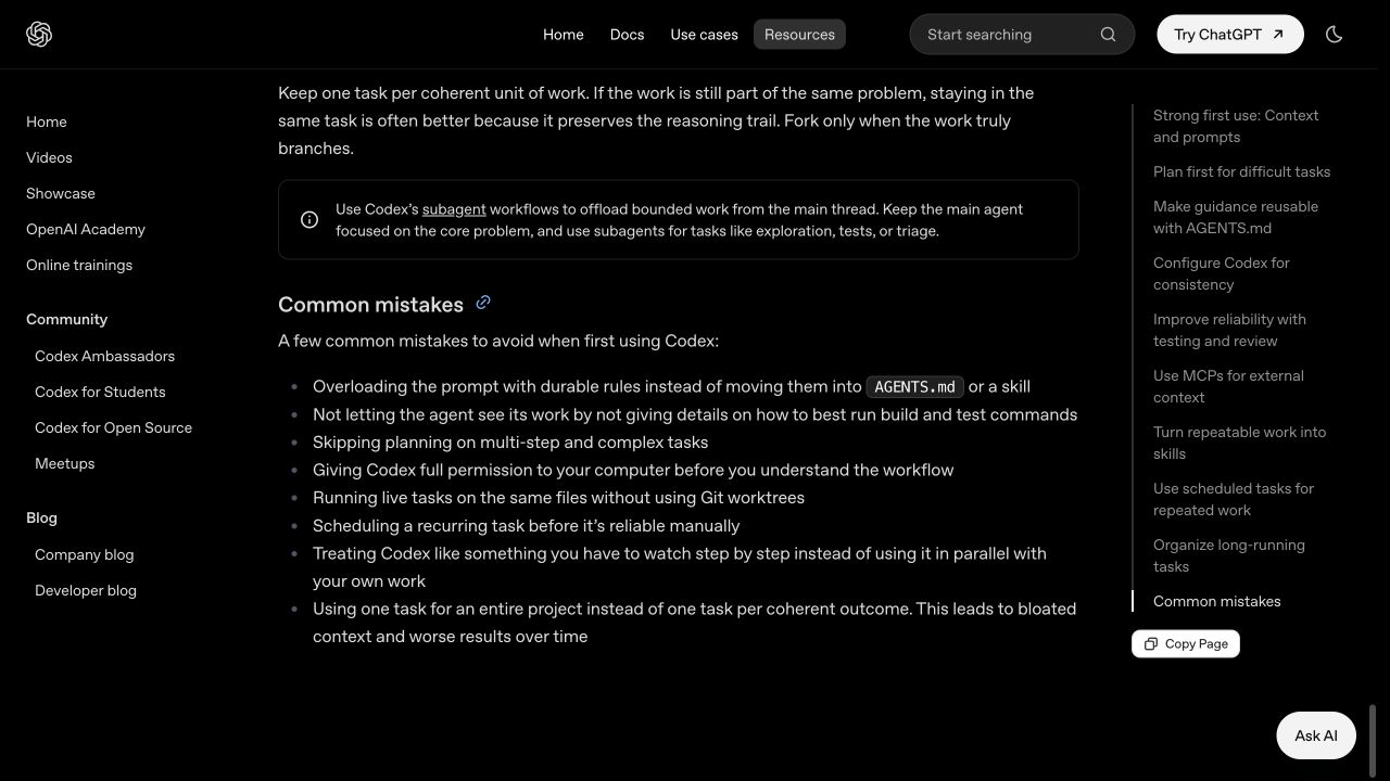 OpenAI Best Practices 中的 Common mistakes