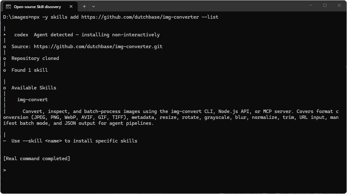 skills 安装器识别出 img-convert