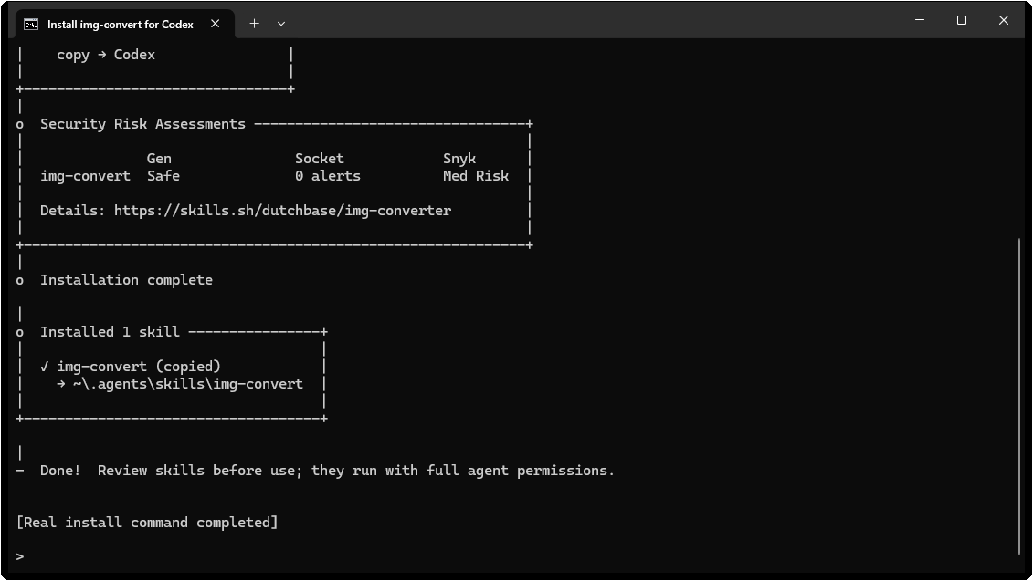 img-convert Skill 定向安装到 Codex