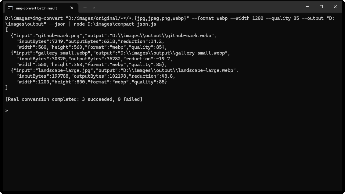 三张图片的批量转换 JSON 结果