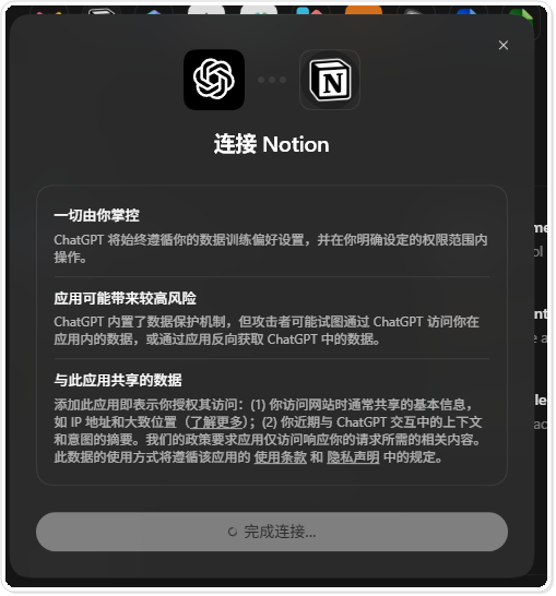 Notion 连接前的权限说明