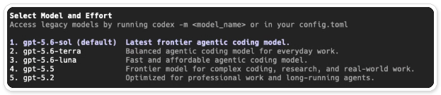Codex CLI 的模型选择器
