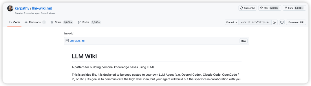 Karpathy 发布的 LLM Wiki 构想