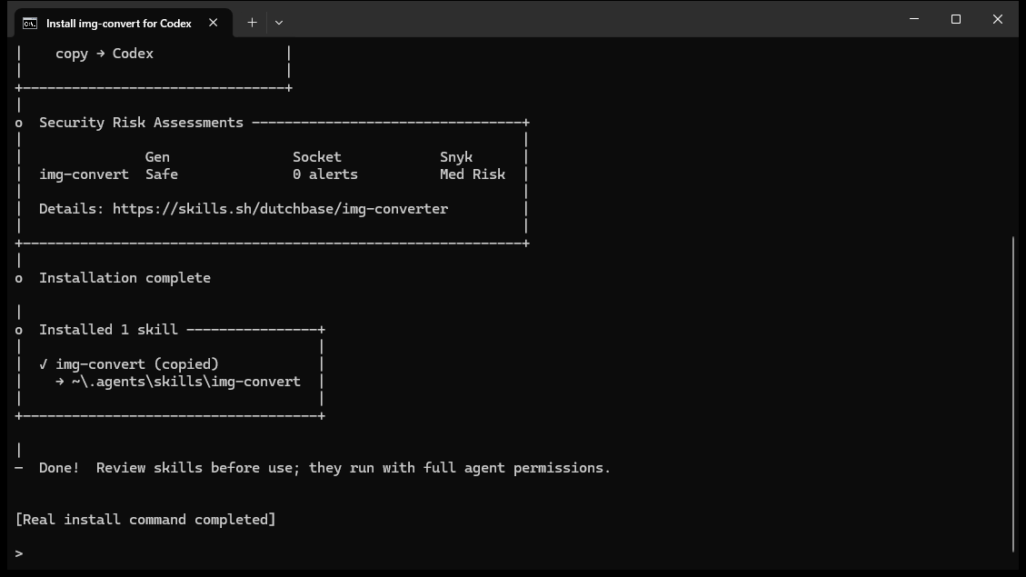 img-convert Skill 定向安装到 Codex